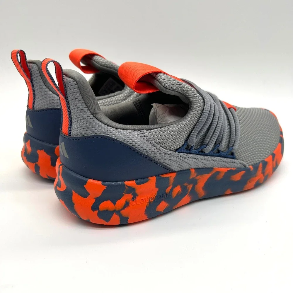 Adidas Lite Racer Adapt 7.0 K Shoes Kids 6 Grey Orange Camo Cloudfoam Sneakers